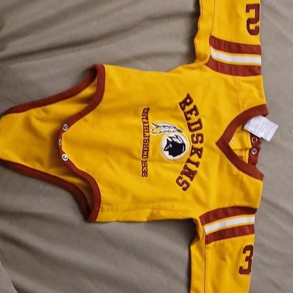 NFL OFFICIAL REDSKINS One-Piece Long Sleeve Bodysuit Yellow Burgundy
